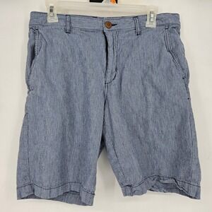 Tommy Bahama Shorts Mens 32 Striped Blue White Casual Preppy Golf Linen‎ Blend